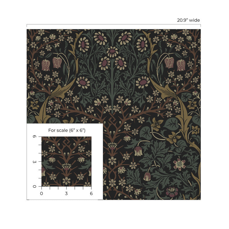 media image for Victorian Floral Wallpaper in Blacksmith & Cliffside 248