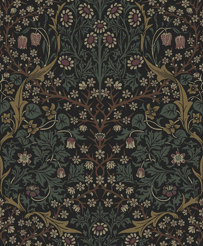 media image for Victorian Floral Wallpaper in Blacksmith & Cliffside 289