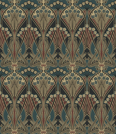 product image of Deco Dragonflies Wallpaper in Aegean Blue & Clay 569