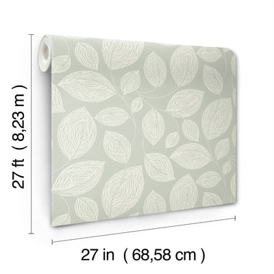product image for Contoured Leaves Wallpaper in Green 48