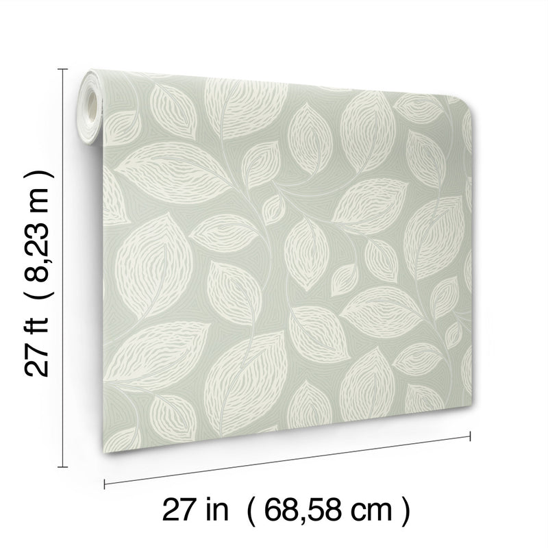 media image for Contoured Leaves Wallpaper in Green 222