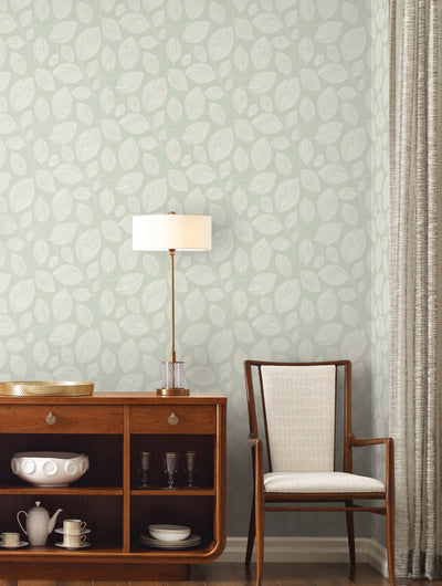 product image for Contoured Leaves Wallpaper in Green 93