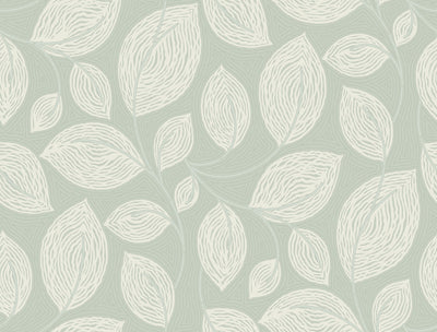 product image of Contoured Leaves Wallpaper in Green 575