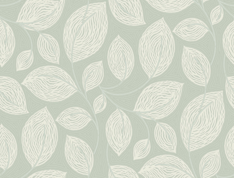 media image for Contoured Leaves Wallpaper in Green 275