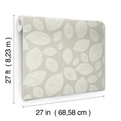 product image for Contoured Leaves Wallpaper in Taupe 73