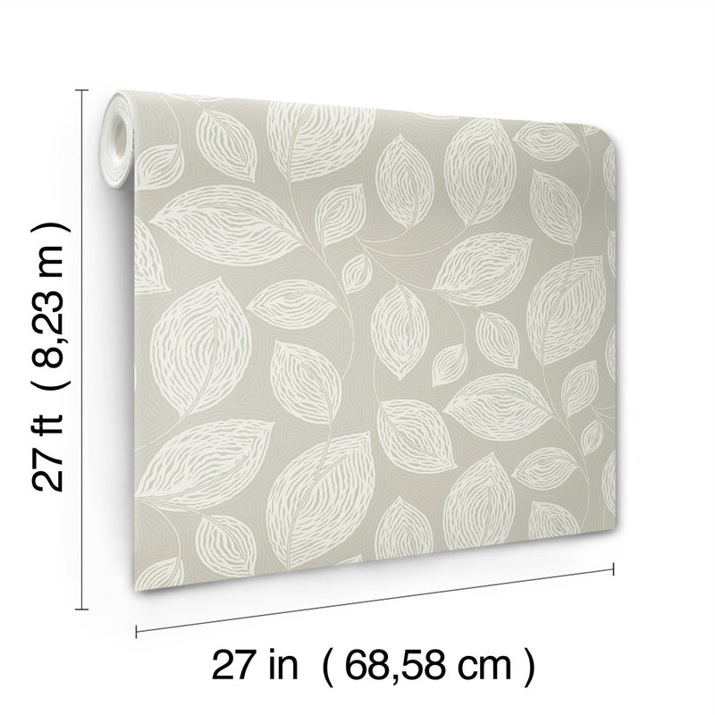 media image for Contoured Leaves Wallpaper in Taupe 224