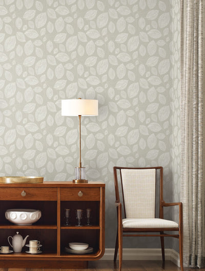 product image for Contoured Leaves Wallpaper in Taupe 65