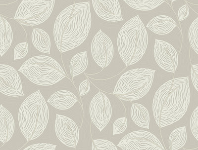 product image for Contoured Leaves Wallpaper in Taupe 15