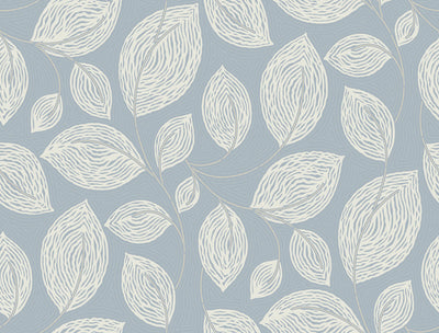 product image for Contoured Leaves Wallpaper in Indigo Blue 50