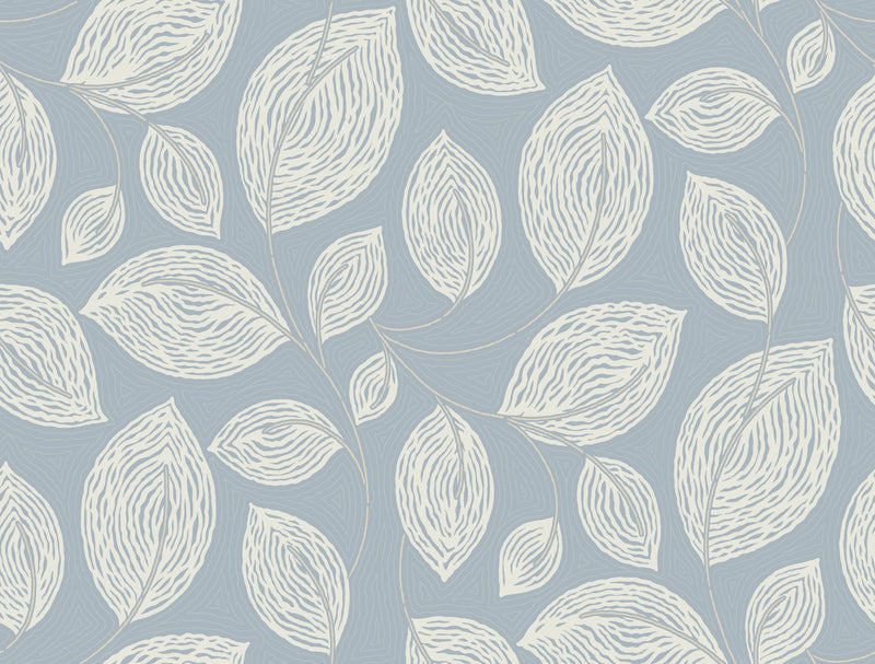 media image for Contoured Leaves Wallpaper in Indigo Blue 241
