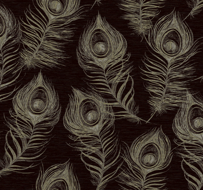 media image for Regal Peacock Wallpaper in Black 217