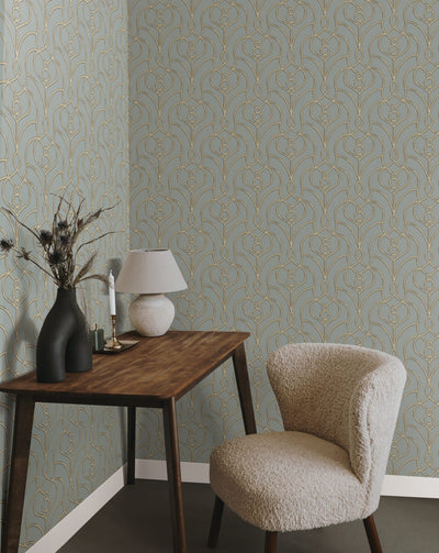product image for Divine Trellis Wallpaper in Dusty Blue 45