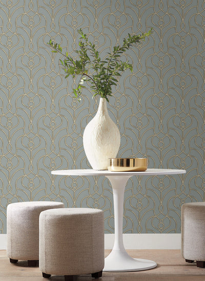 product image for Divine Trellis Wallpaper in Dusty Blue 25