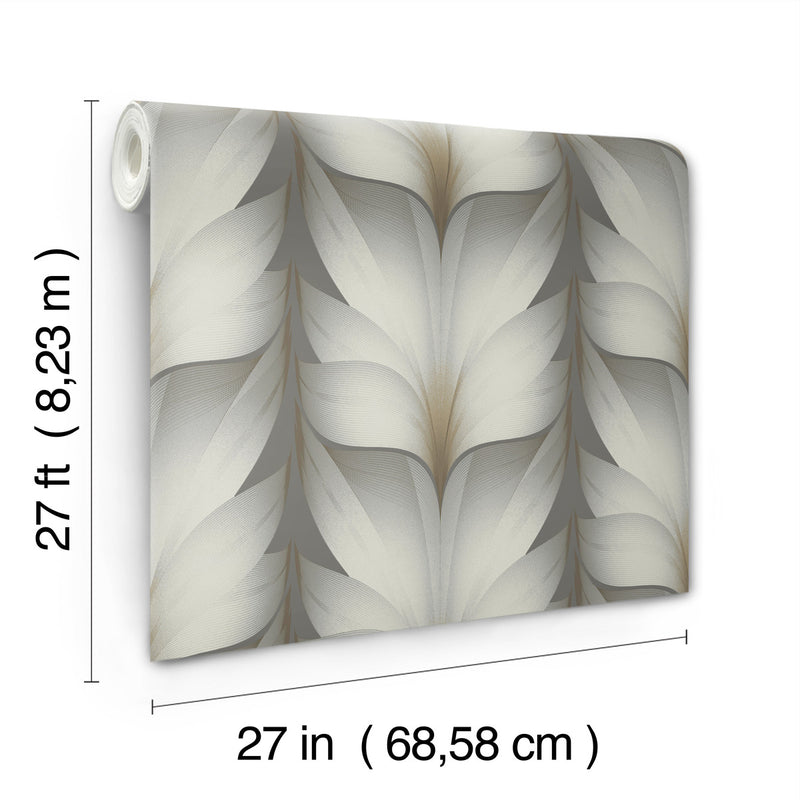 media image for Lotus Light Stripe Wallpaper in Charcoal 28