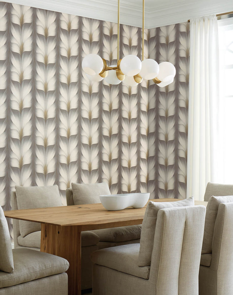 media image for Lotus Light Stripe Wallpaper in Charcoal 291