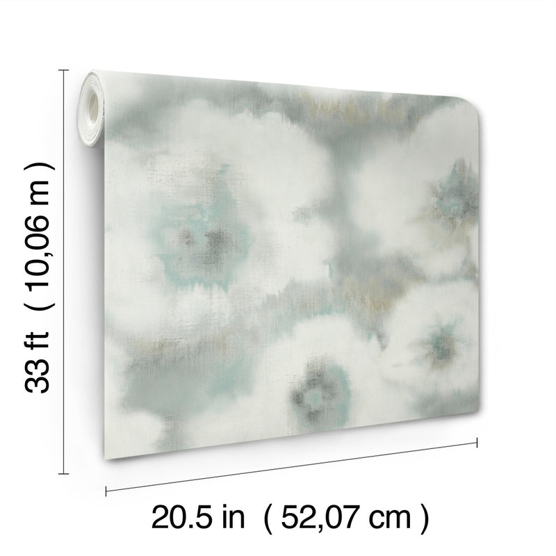media image for Blended Floral Wallpaper in Aqua 282