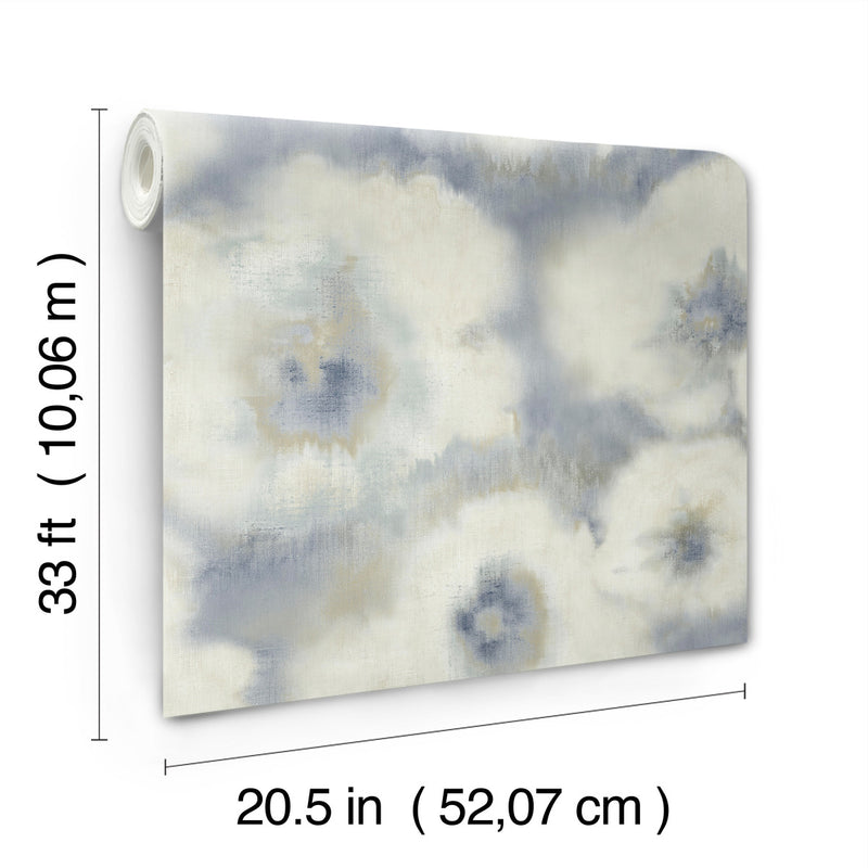 media image for Blended Floral Wallpaper in Blue 223
