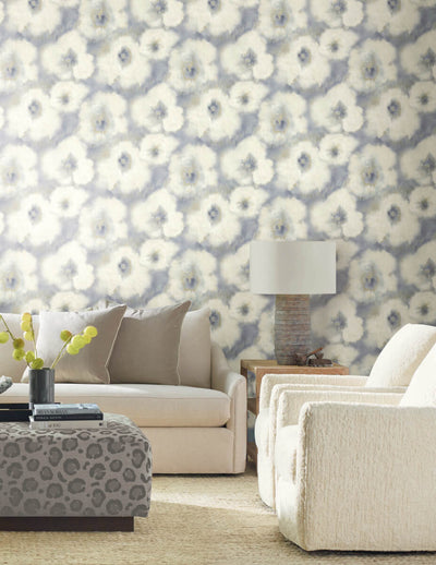product image for Blended Floral Wallpaper in Blue 84