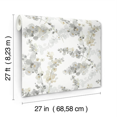 product image for Blossom Fling Wallpaper in Steel 36