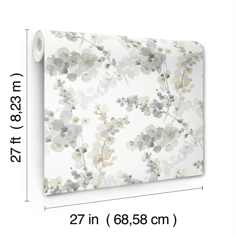 media image for Blossom Fling Wallpaper in Steel 271