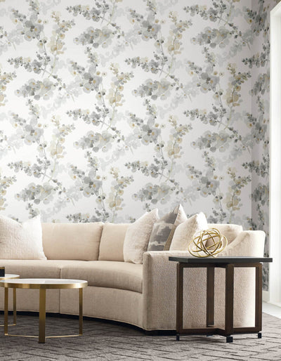 product image for Blossom Fling Wallpaper in Steel 1