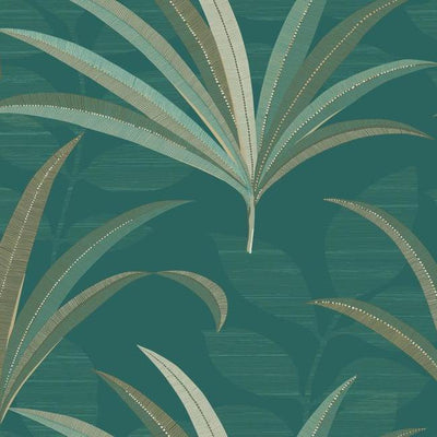 product image of El Morocco Palm Wallpaper in Blue and Green from the Deco Collection by Antonina Vella for York Wallcoverings 554