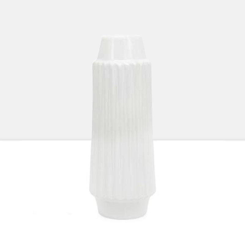 media image for ella faceted ceramic 14h vase in white design by torre tagus 1 228