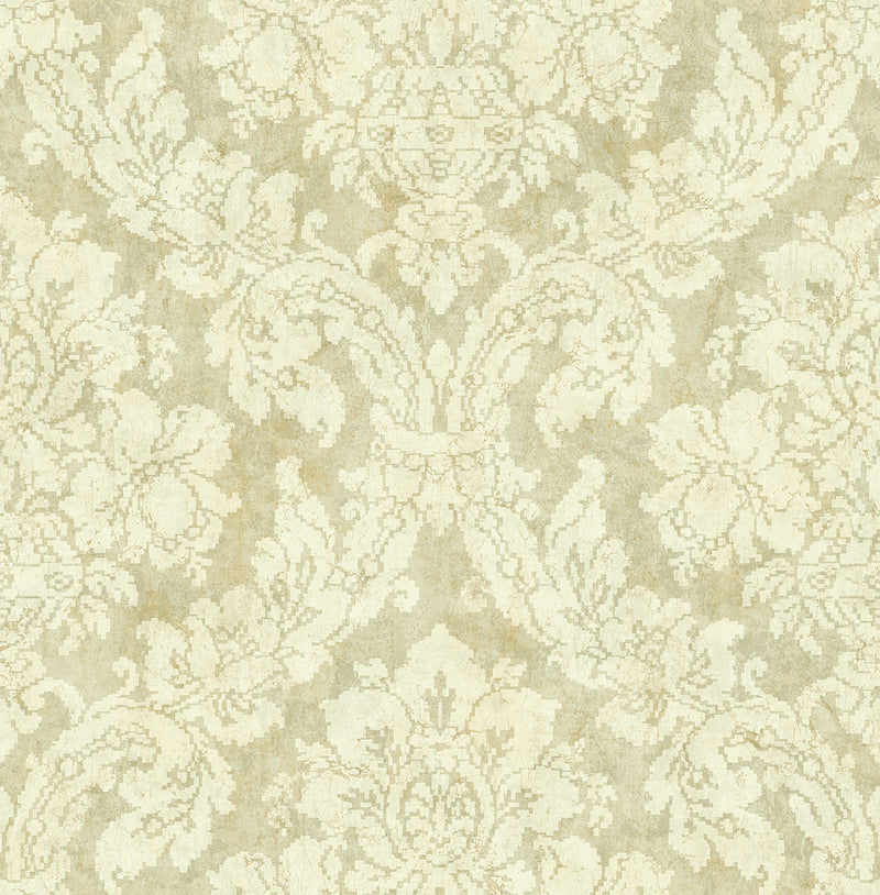 media image for Embroidered Damask Wallpaper in Ochre from the Nouveau Collection by Wallquest 293