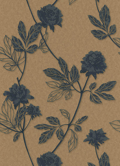 product image for Ethan Floral Wallpaper in Brown and Bronze design by BD Wall 64