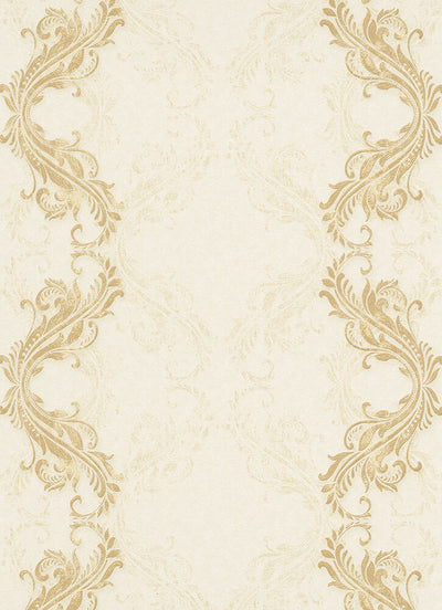 product image for Etta Ornamental Scroll Stripe Wallpaper in Beige and Cream design by BD Wall 92