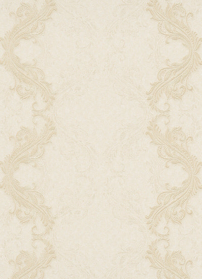 product image for Etta Ornamental Scroll Stripe Wallpaper in Cream design by BD Wall 88