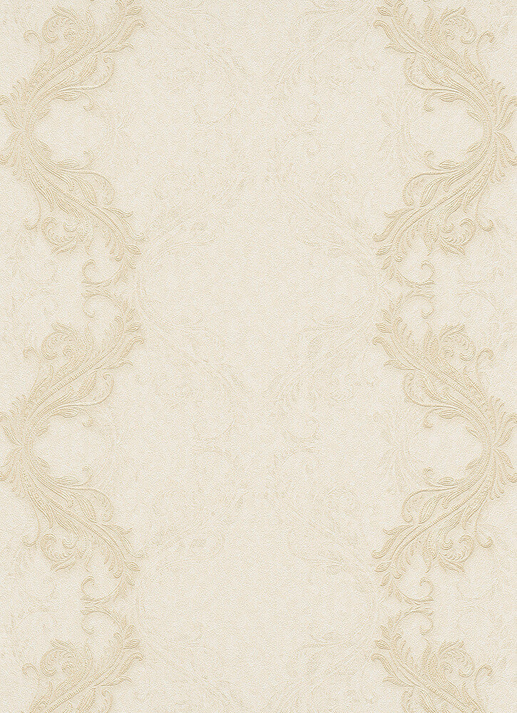 media image for Etta Ornamental Scroll Stripe Wallpaper in Cream design by BD Wall 237