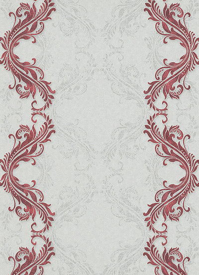 product image for Etta Ornamental Scroll Stripe Wallpaper in Red design by BD Wall 24
