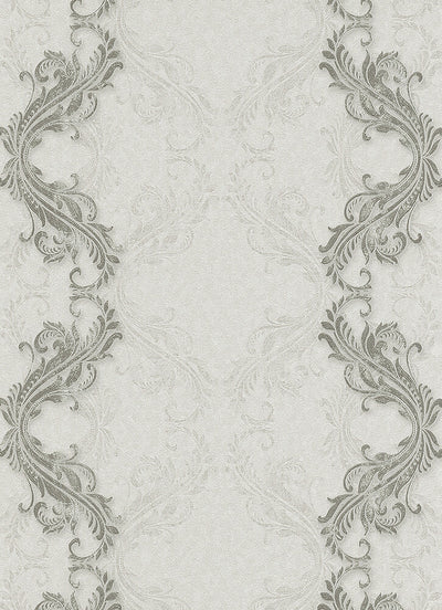 product image of Etta Ornamental Scroll Stripe Wallpaper in Taupe design by BD Wall 529