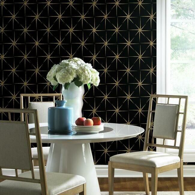 media image for Evening Star Wallpaper in Black from the Grandmillennial Collection by York Wallcoverings 234