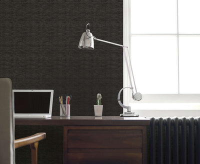 product image for Weave-Effect Textile Wallpaper in Black 67