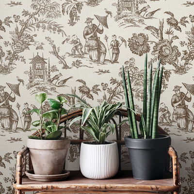 product image for Colette Chinoiserie Wallpaper in Hickory Smoke 1
