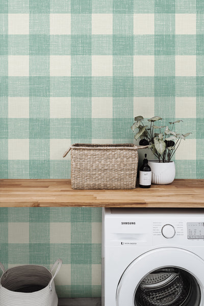 product image for Bebe Gingham Wallpaper in Minty Meadow 81