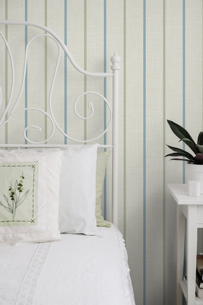 product image for Andree Stripe Wallpaper in French Blue & Pomme 47