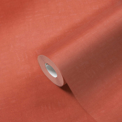 product image for Linen Effect Textured Wallpaper in Orange 20