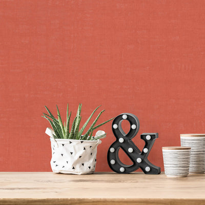 product image for Linen Effect Textured Wallpaper in Orange 12