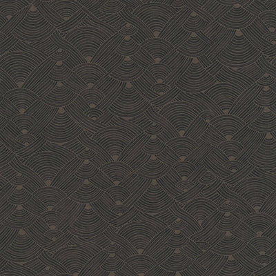 product image of Geo Swirl Motif Wallpaper in Brown/Black 517