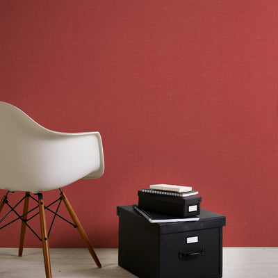 product image for Linen Effect Textured Wallpaper in Red 9