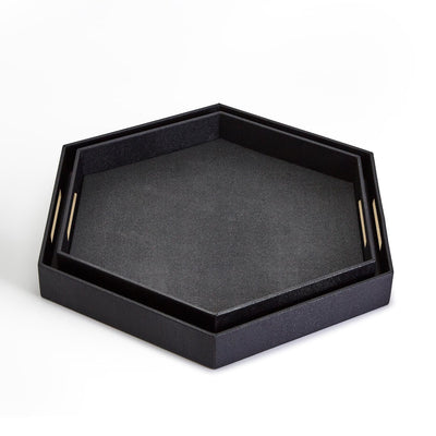 product image of Black Hexagon Stingray Tray Set Of 2 By Tozai Fsn133 S2 1 555