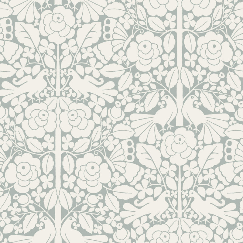 media image for Fairy Tales Wallpaper in Neutral Blue from the Magnolia Home Vol. 3 Collection by Joanna Gaines 210