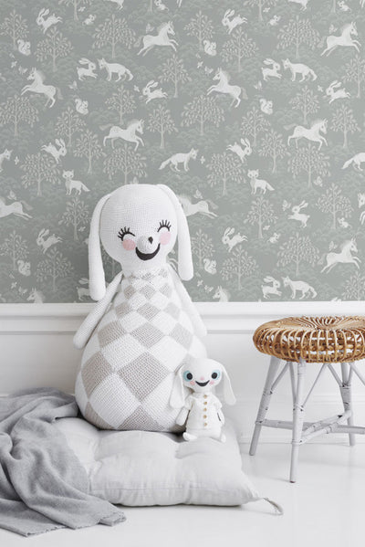 product image for Fairytale Fox Wallpaper in Dusty Mid Blue 19
