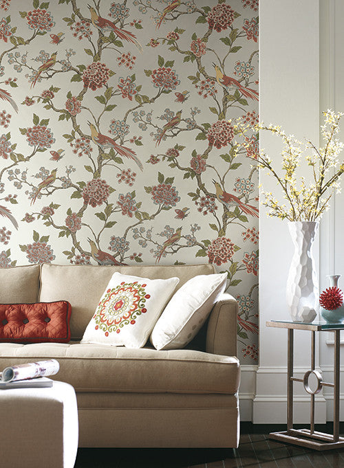 media image for Fanciful Floral Wallpaper in Silver and Multi by Ashford House for York Wallcoverings 211