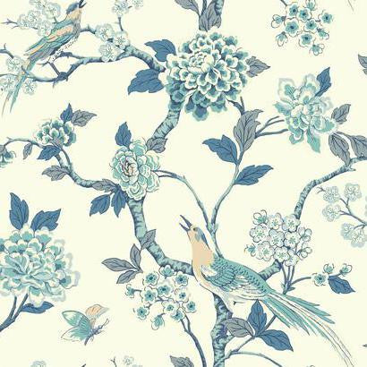 media image for Fanciful Floral Wallpaper in Blue by Ashford House for York Wallcoverings 280
