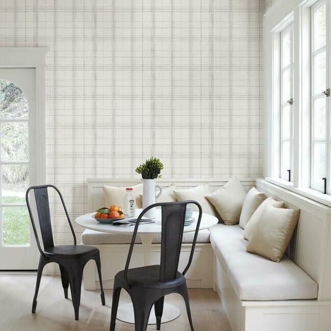 media image for Farmhouse Plaid Wallpaper in Grey and White from the Simply Farmhouse Collection by York Wallcoverings 263