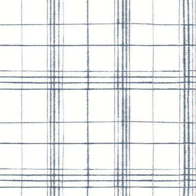 product image of Farmhouse Plaid Wallpaper in Navy and White from the Simply Farmhouse Collection by York Wallcoverings 598